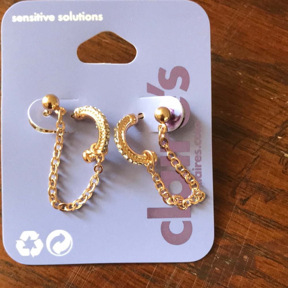 New women earrings cubic zirconia hoop with rope gold tone
